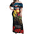 Kangaroo-Kiwi Soldier ANZAC Personalised Off Shoulder Maxi Dress Golden Wattle and Pohutukawa Flowers