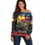 Kangaroo-Kiwi Soldier ANZAC Personalised Off Shoulder Sweater Golden Wattle and Pohutukawa Flowers