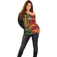 Personalised Tonga Emancipation Day Off Shoulder Sweater Puleanga Fakatui O Since 1970 LT9 - Polynesian Pride