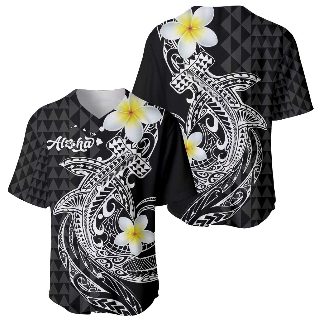Aloha Hammerhead Shark Baseball Jersey Black Hawaiian Kakau Tribal Tattoo LT9 - Polynesian Pride