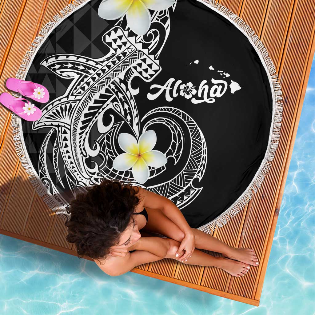 Aloha Hammerhead Shark Beach Blanket Black Hawaiian Kakau Tribal Tattoo LT9 - Polynesian Pride