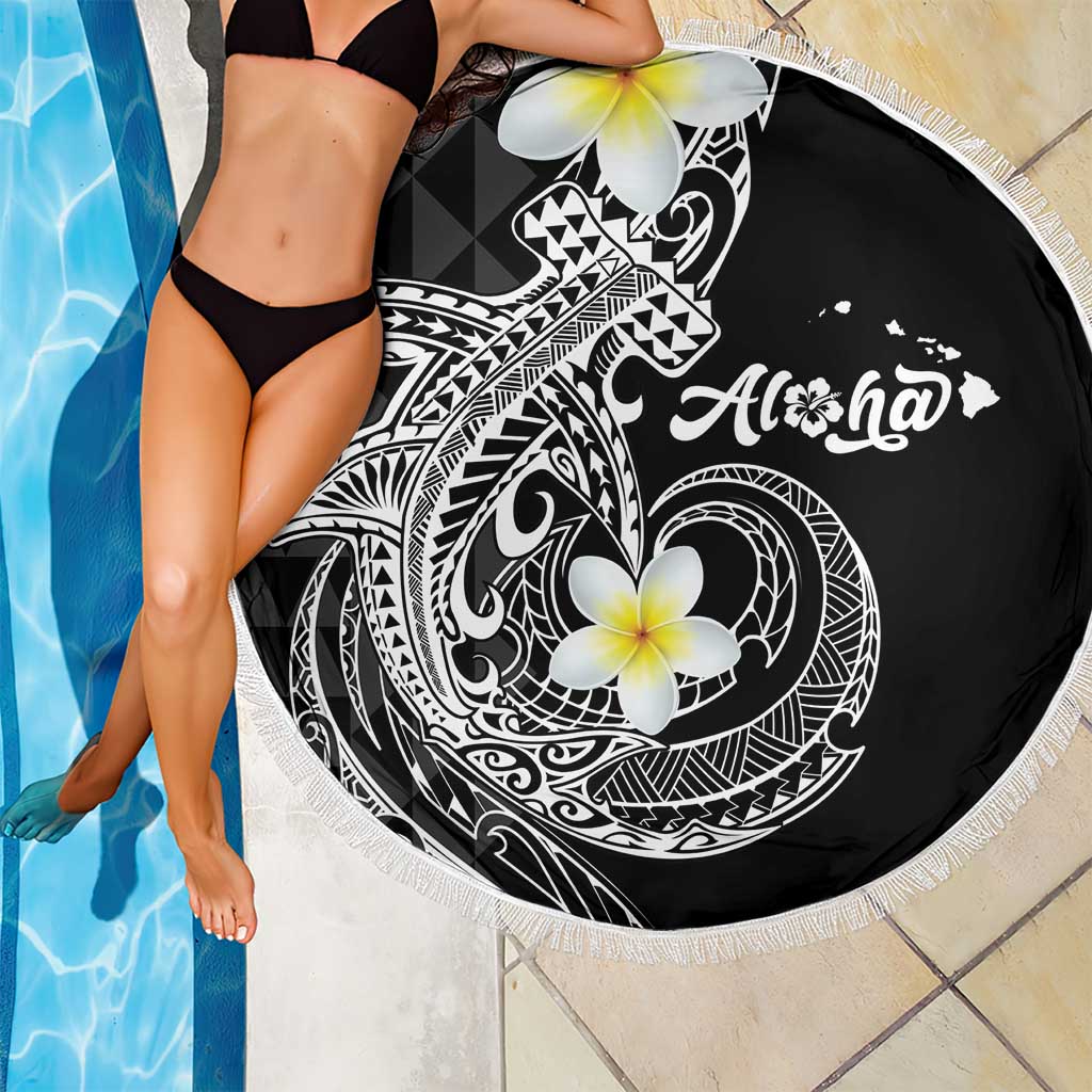 Aloha Hammerhead Shark Beach Blanket Black Hawaiian Kakau Tribal Tattoo LT9 - Polynesian Pride