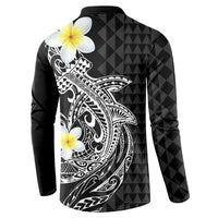 Aloha Hammerhead Shark Button Sweatshirt Black Hawaiian Kakau Tribal Tattoo LT9 - Polynesian Pride