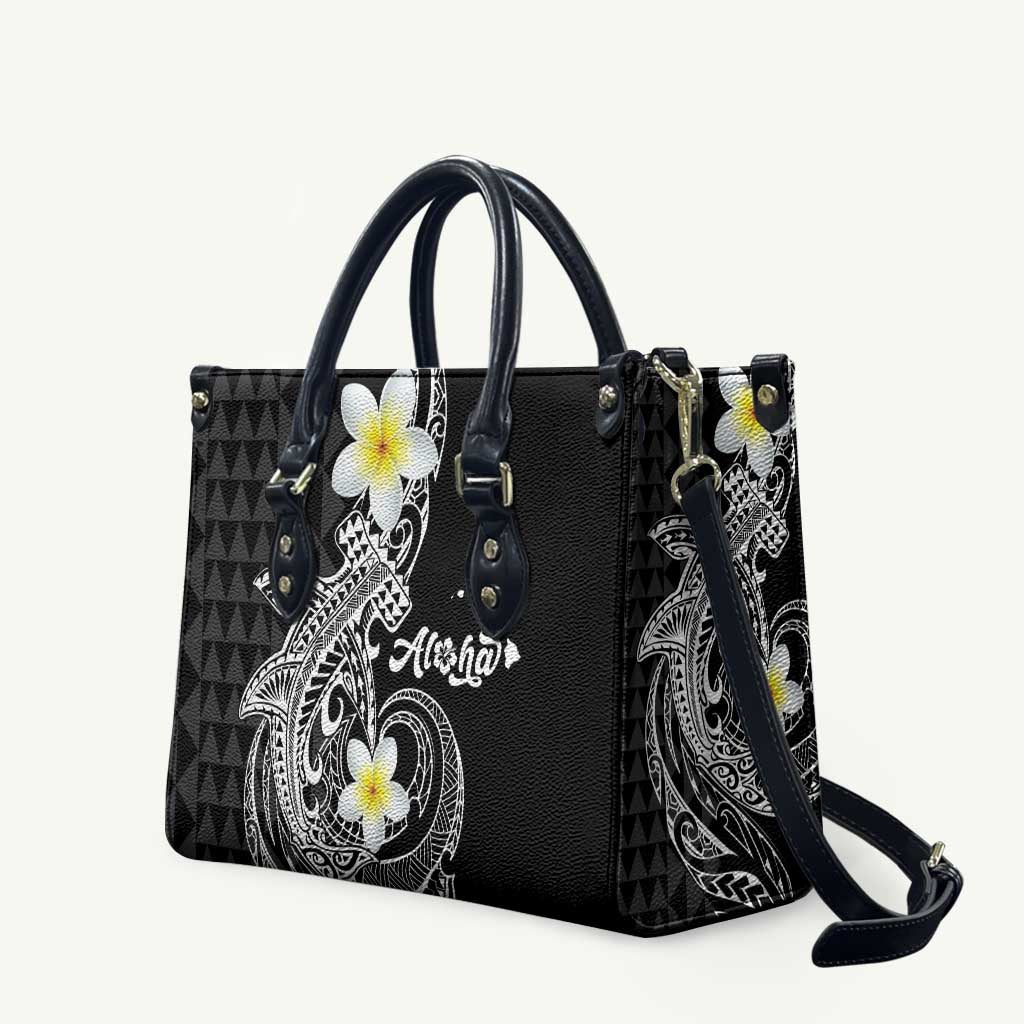 Aloha Hammerhead Shark Leather Bag Black Hawaiian Kakau Tribal Tattoo LT9 Black - Polynesian Pride