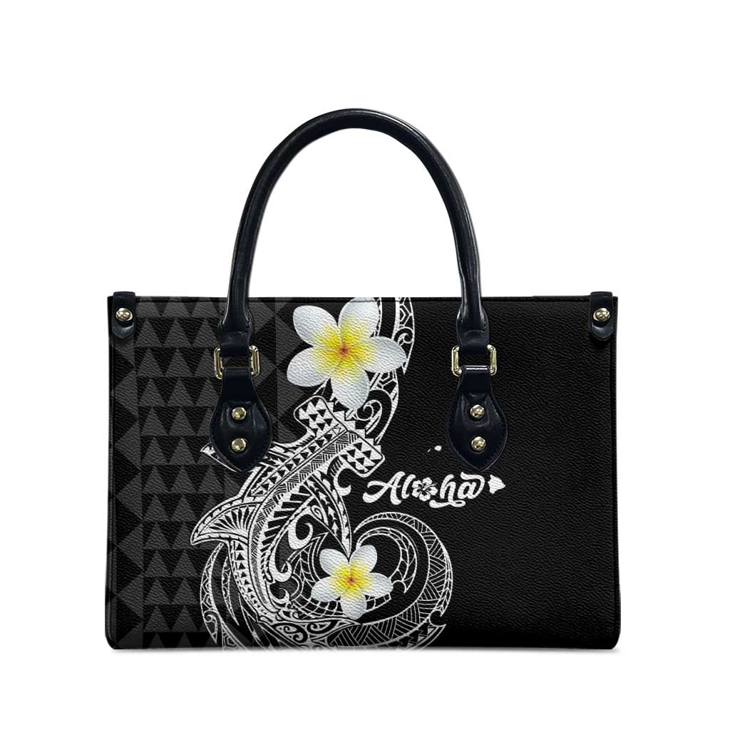 Aloha Hammerhead Shark Leather Bag Black Hawaiian Kakau Tribal Tattoo LT9 - Polynesian Pride