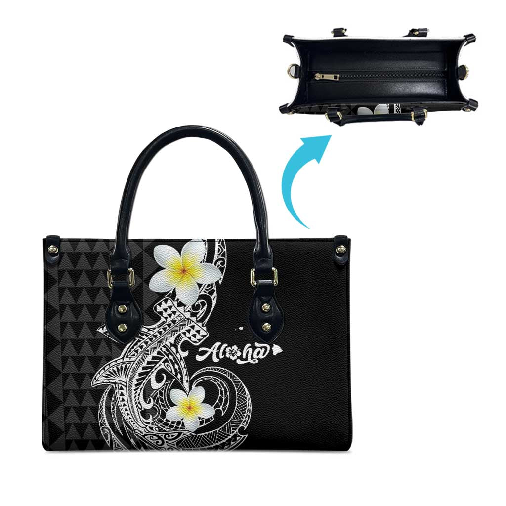 Aloha Hammerhead Shark Leather Bag Black Hawaiian Kakau Tribal Tattoo LT9 - Polynesian Pride