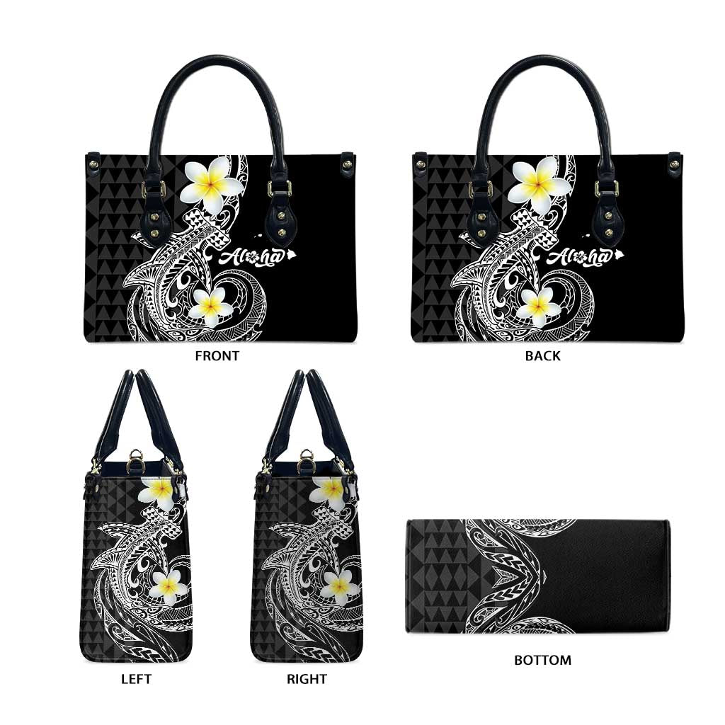 Aloha Hammerhead Shark Leather Bag Black Hawaiian Kakau Tribal Tattoo LT9 - Polynesian Pride