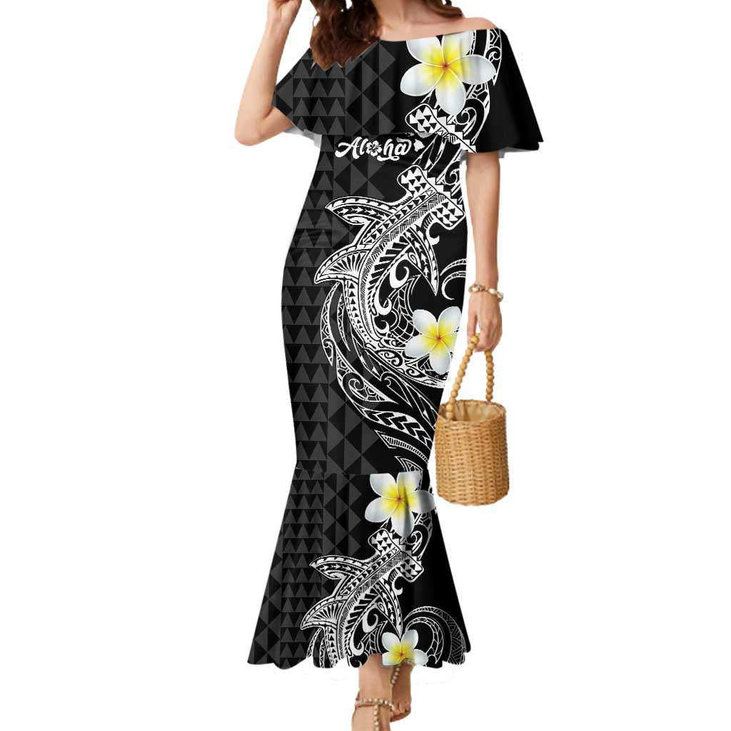 Aloha Hammerhead Shark Mermaid Dress Black Hawaiian Kakau Tribal Tattoo LT9 Women Black - Polynesian Pride