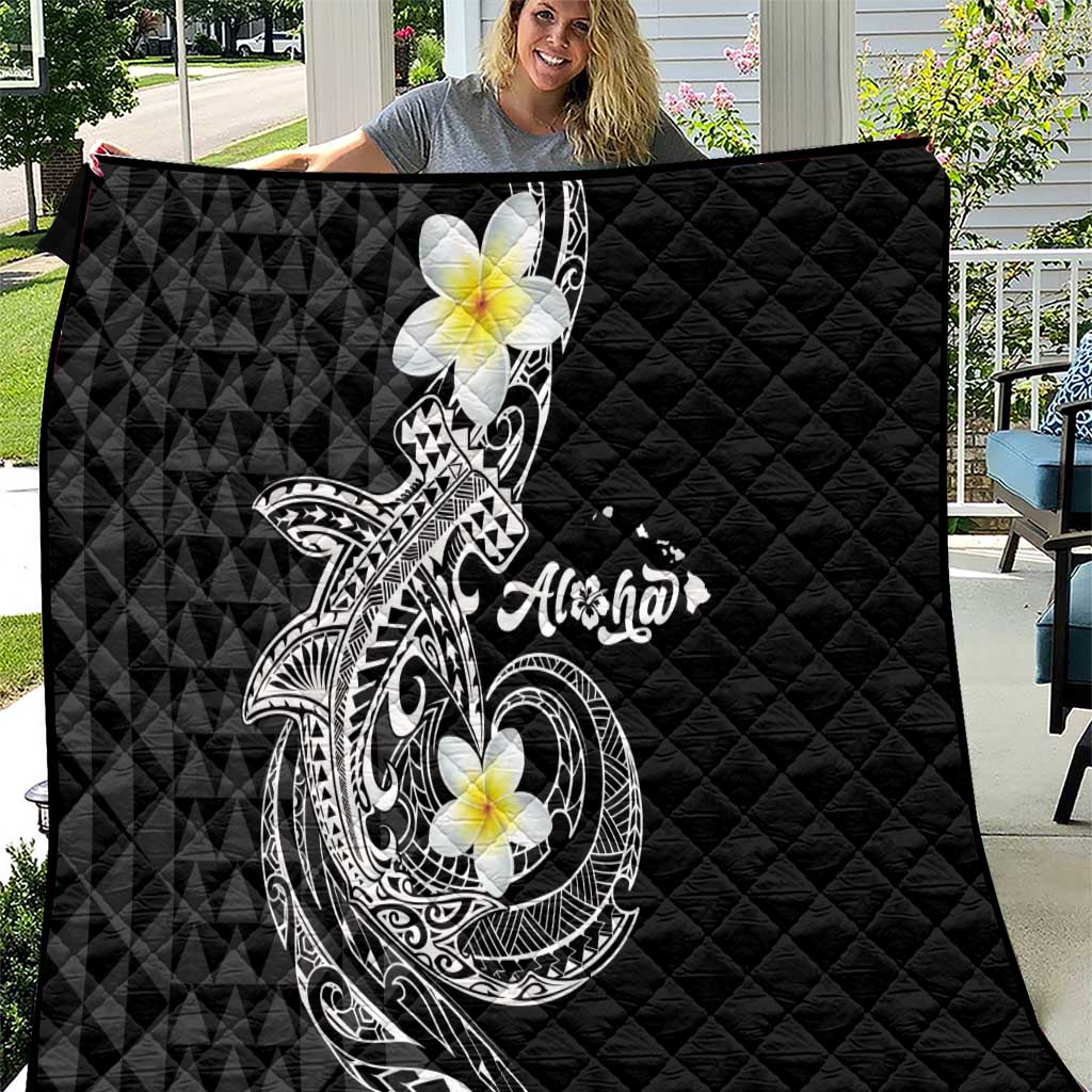 Aloha Hammerhead Shark Quilt Black Hawaiian Kakau Tribal Tattoo LT9 Black - Polynesian Pride