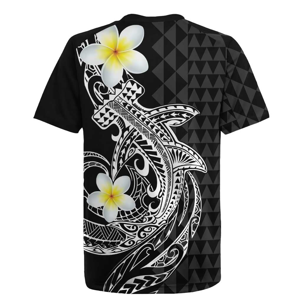 Aloha Hammerhead Shark Rugby Jersey Black Hawaiian Kakau Tribal Tattoo LT9 - Polynesian Pride