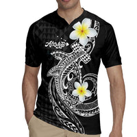 Aloha Hammerhead Shark Rugby Jersey Black Hawaiian Kakau Tribal Tattoo LT9 - Polynesian Pride