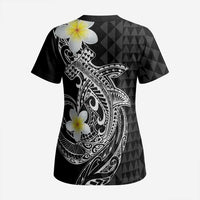 Aloha Hammerhead Shark Scrub Top Black Hawaiian Kakau Tribal Tattoo LT9 - Polynesian Pride