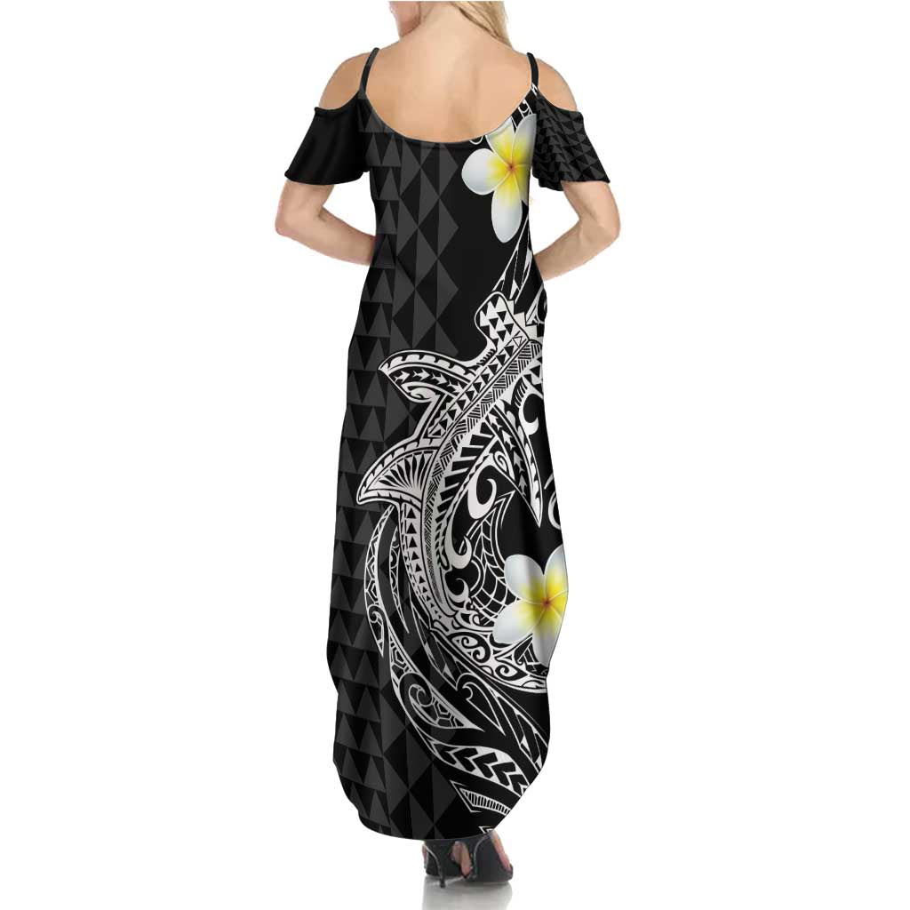 Aloha Hammerhead Shark Summer Maxi Dress Black Hawaiian Kakau Tribal Tattoo LT9 - Polynesian Pride