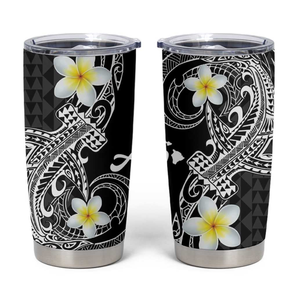 Aloha Hammerhead Shark Tumbler Cup Black Hawaiian Kakau Tribal Tattoo LT9 Black - Polynesian Pride