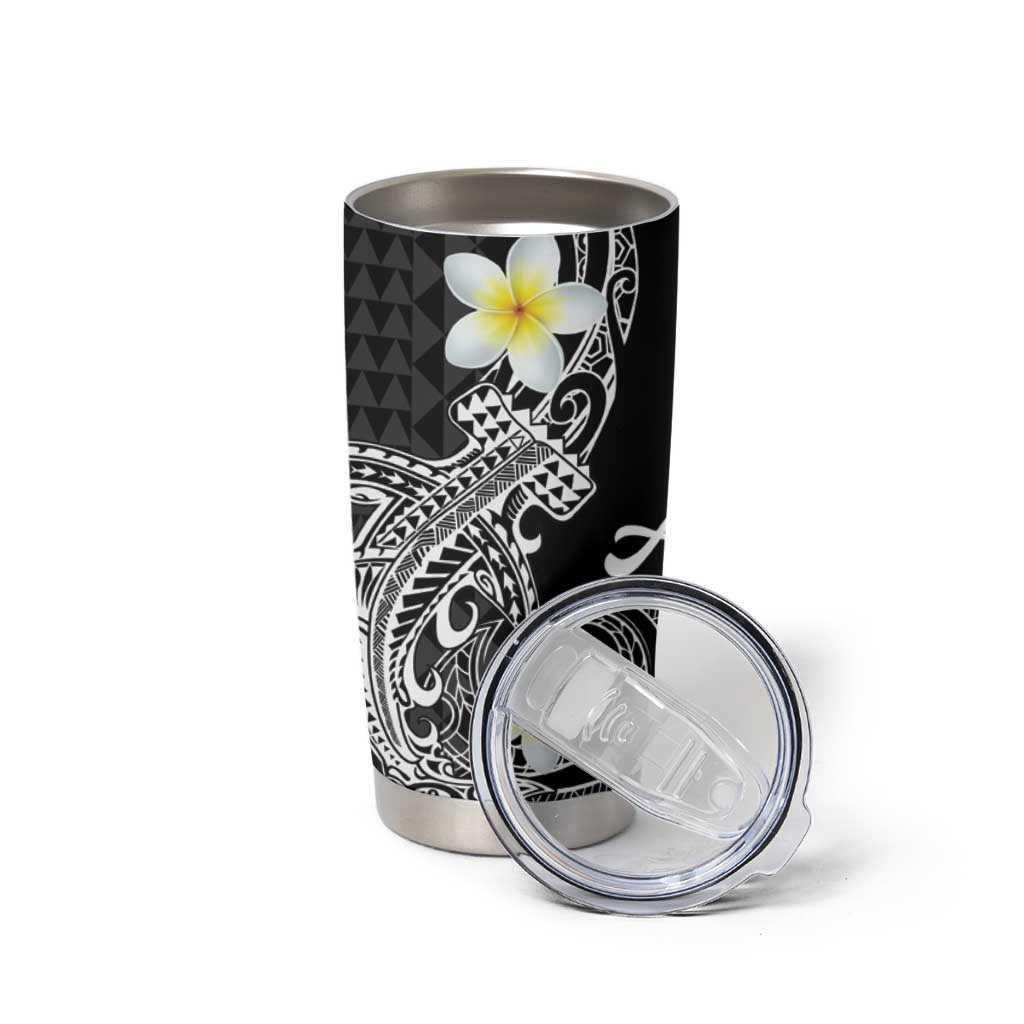 Aloha Hammerhead Shark Tumbler Cup Black Hawaiian Kakau Tribal Tattoo LT9 - Polynesian Pride