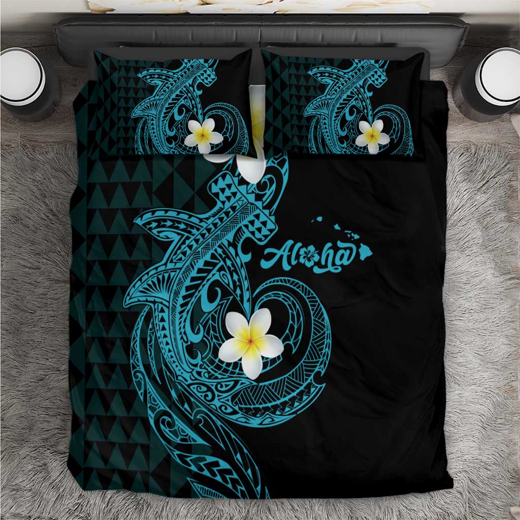 Aloha Hammerhead Shark Bedding Set Calypso Hawaiian Kakau Tribal Tattoo LT9 Blue - Polynesian Pride