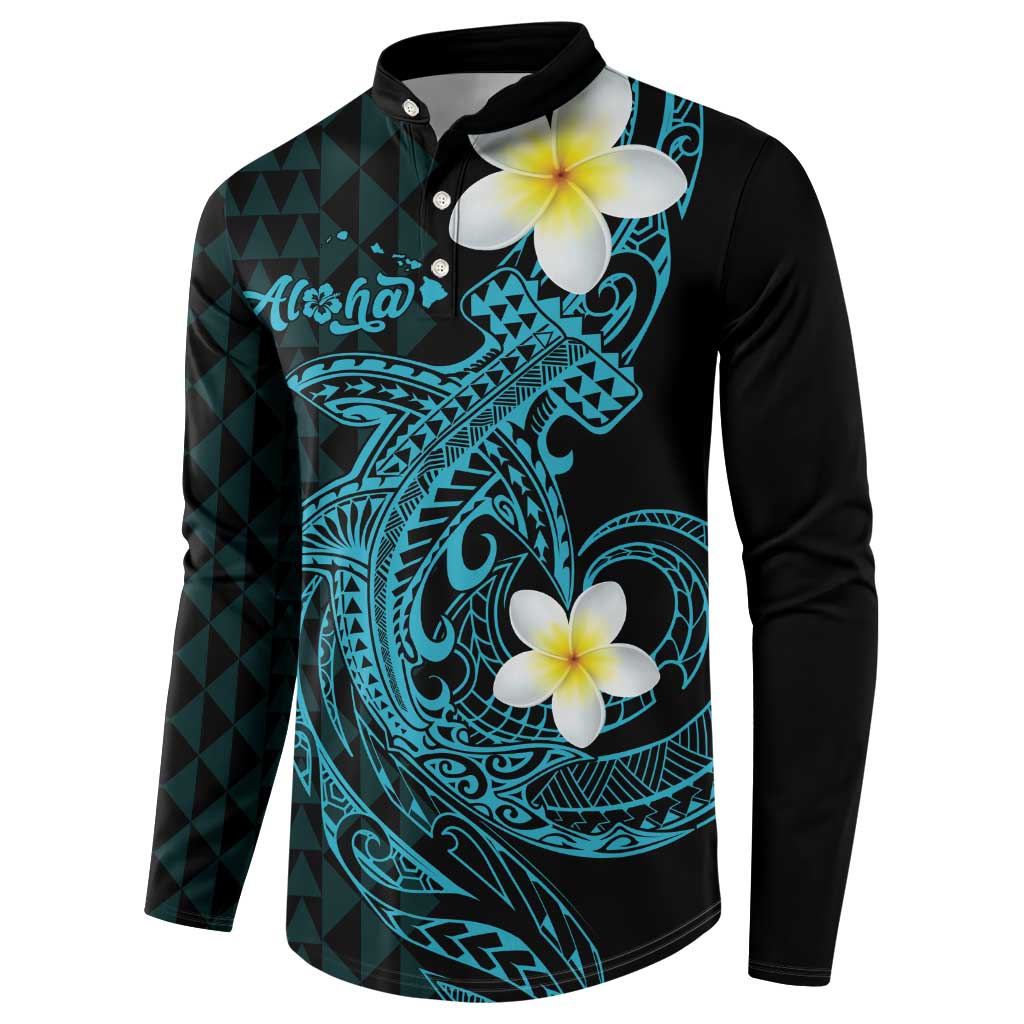 Aloha Hammerhead Shark Button Sweatshirt Calypso Hawaiian Kakau Tribal Tattoo LT9 - Polynesian Pride