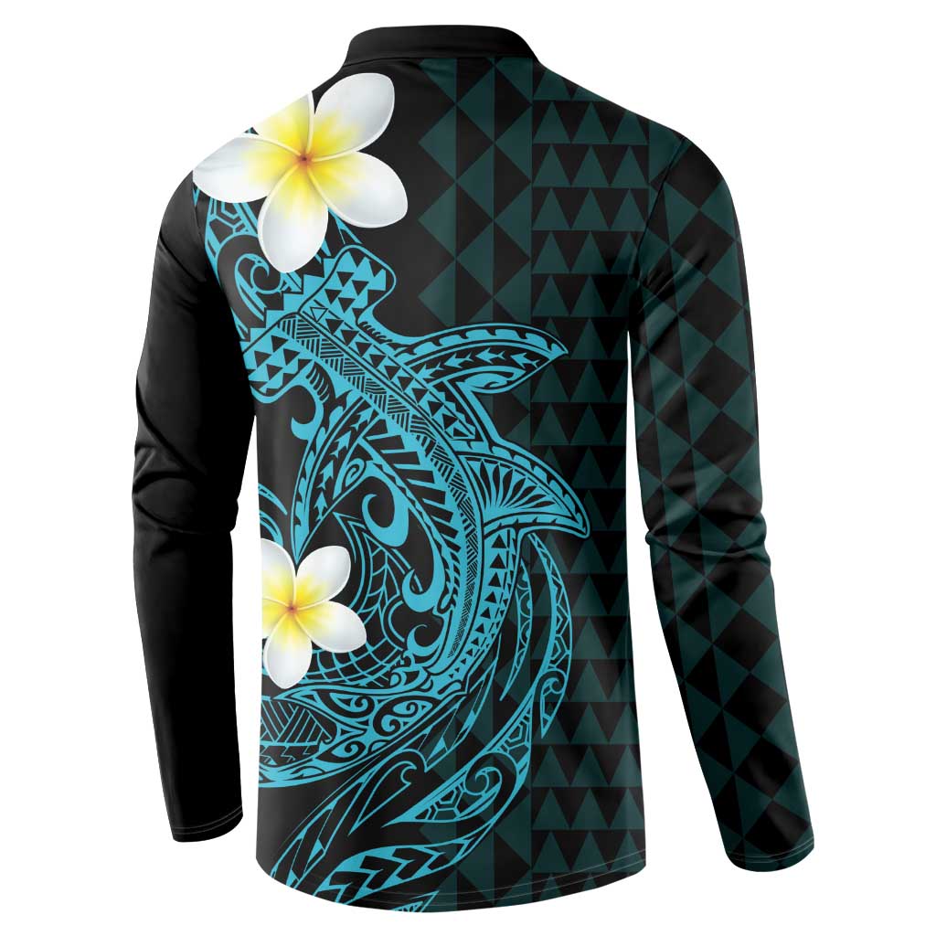 Aloha Hammerhead Shark Button Sweatshirt Calypso Hawaiian Kakau Tribal Tattoo LT9 - Polynesian Pride