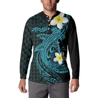 Aloha Hammerhead Shark Button Sweatshirt Calypso Hawaiian Kakau Tribal Tattoo LT9 - Polynesian Pride