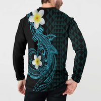 Aloha Hammerhead Shark Button Sweatshirt Calypso Hawaiian Kakau Tribal Tattoo LT9 - Polynesian Pride