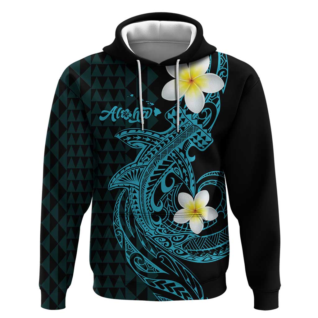 Aloha Hammerhead Shark Hoodie Calypso Hawaiian Kakau Tribal Tattoo LT9 Pullover Hoodie Blue - Polynesian Pride