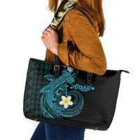 Aloha Hammerhead Shark Leather Tote Bag Calypso Hawaiian Kakau Tribal Tattoo LT9 Blue - Polynesian Pride
