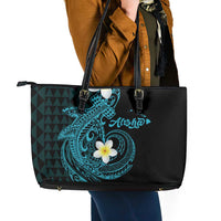 Aloha Hammerhead Shark Leather Tote Bag Calypso Hawaiian Kakau Tribal Tattoo LT9 - Polynesian Pride