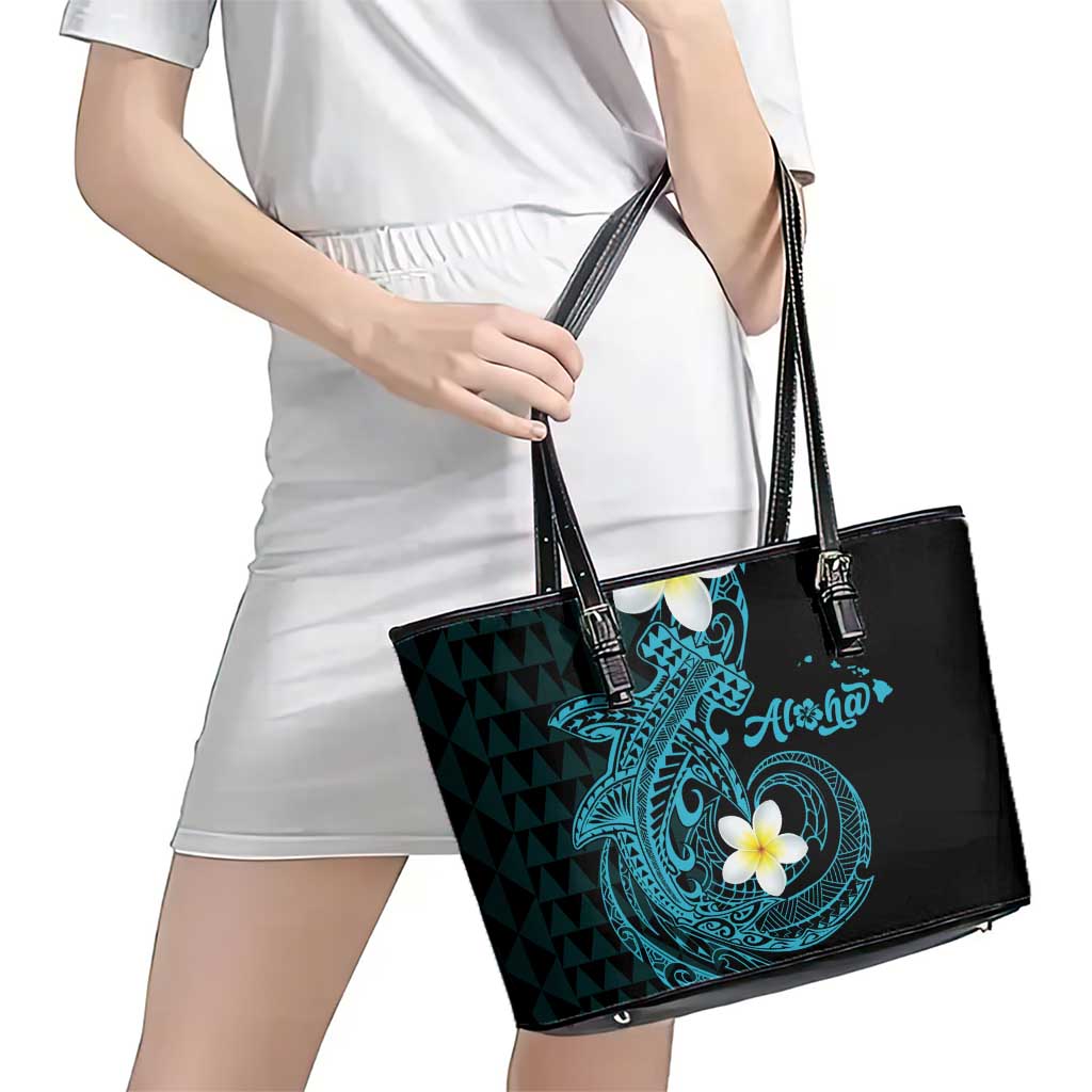Aloha Hammerhead Shark Leather Tote Bag Calypso Hawaiian Kakau Tribal Tattoo LT9 - Polynesian Pride