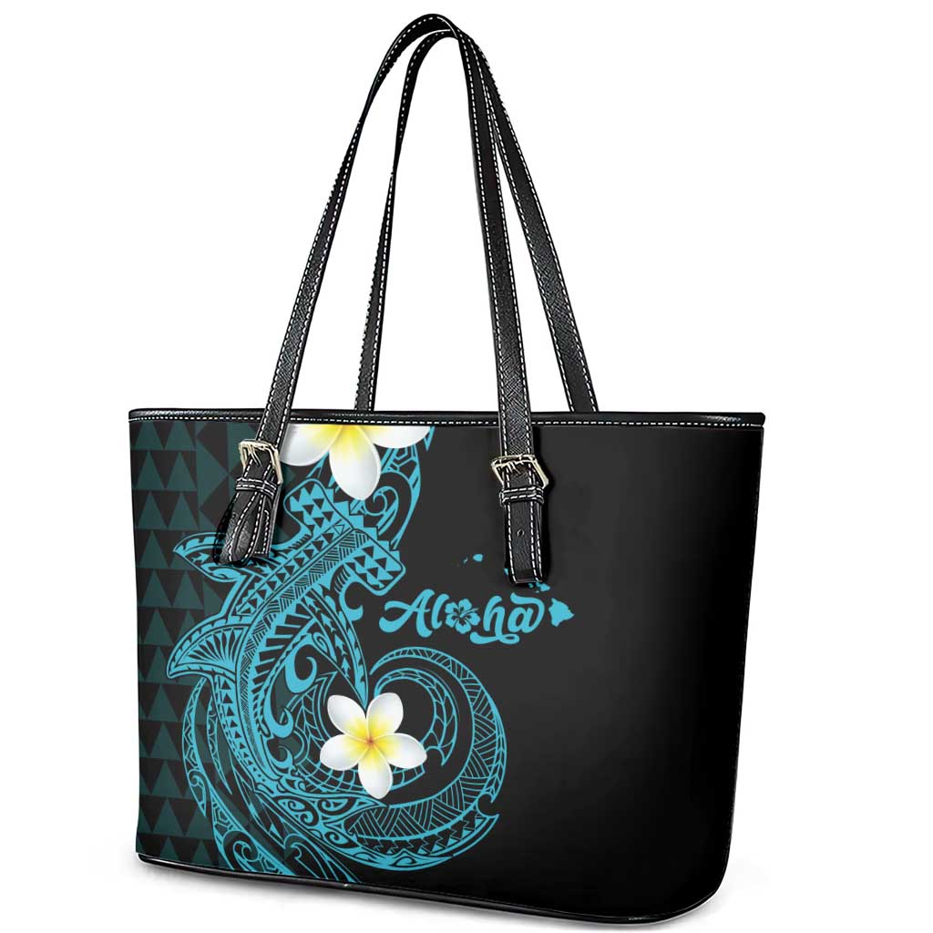 Aloha Hammerhead Shark Leather Tote Bag Calypso Hawaiian Kakau Tribal Tattoo LT9 - Polynesian Pride