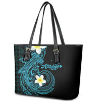 Aloha Hammerhead Shark Leather Tote Bag Calypso Hawaiian Kakau Tribal Tattoo LT9 - Polynesian Pride