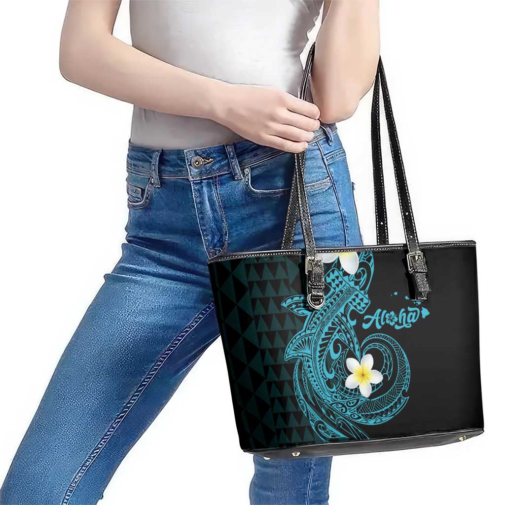 Aloha Hammerhead Shark Leather Tote Bag Calypso Hawaiian Kakau Tribal Tattoo LT9 - Polynesian Pride
