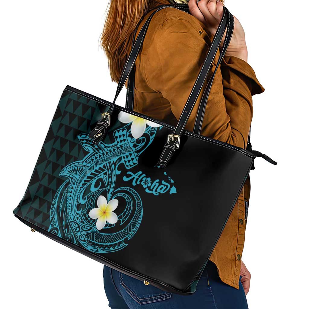 Aloha Hammerhead Shark Leather Tote Bag Calypso Hawaiian Kakau Tribal Tattoo LT9 - Polynesian Pride