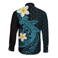 Aloha Hammerhead Shark Long Sleeve Button Shirt Calypso Hawaiian Kakau Tribal Tattoo LT9 - Polynesian Pride