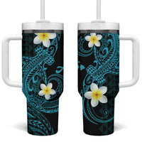 Aloha Hammerhead Shark Tumbler With Handle Calypso Hawaiian Kakau Tribal Tattoo LT9 One Size: 40 oz Blue - Polynesian Pride