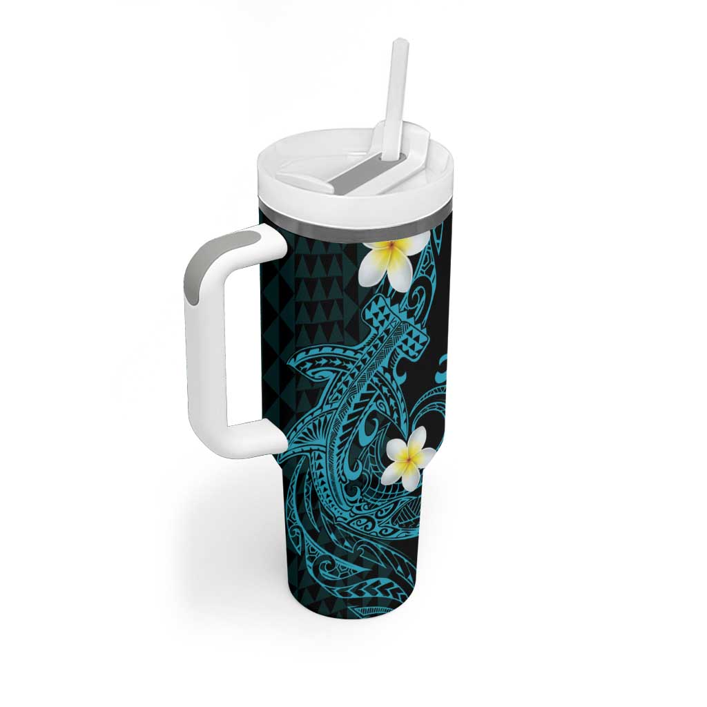 Aloha Hammerhead Shark Tumbler With Handle Calypso Hawaiian Kakau Tribal Tattoo LT9 - Polynesian Pride