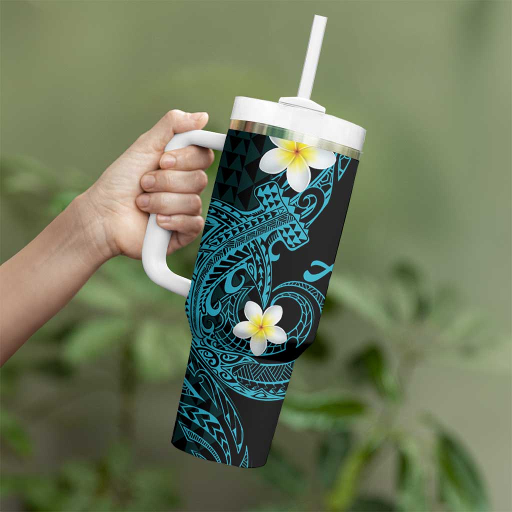 Aloha Hammerhead Shark Tumbler With Handle Calypso Hawaiian Kakau Tribal Tattoo LT9 - Polynesian Pride