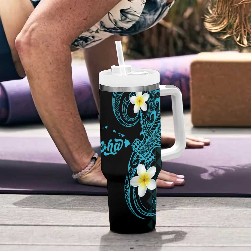 Aloha Hammerhead Shark Tumbler With Handle Calypso Hawaiian Kakau Tribal Tattoo LT9 - Polynesian Pride