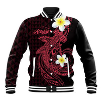 Aloha Hammerhead Shark Baseball Jacket Feverish Pink Hawaiian Kakau Tribal Tattoo LT9 Unisex Pink - Polynesian Pride