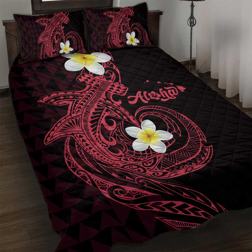 Aloha Hammerhead Shark Quilt Bed Set Feverish Pink Hawaiian Kakau Tribal Tattoo LT9 Pink - Polynesian Pride