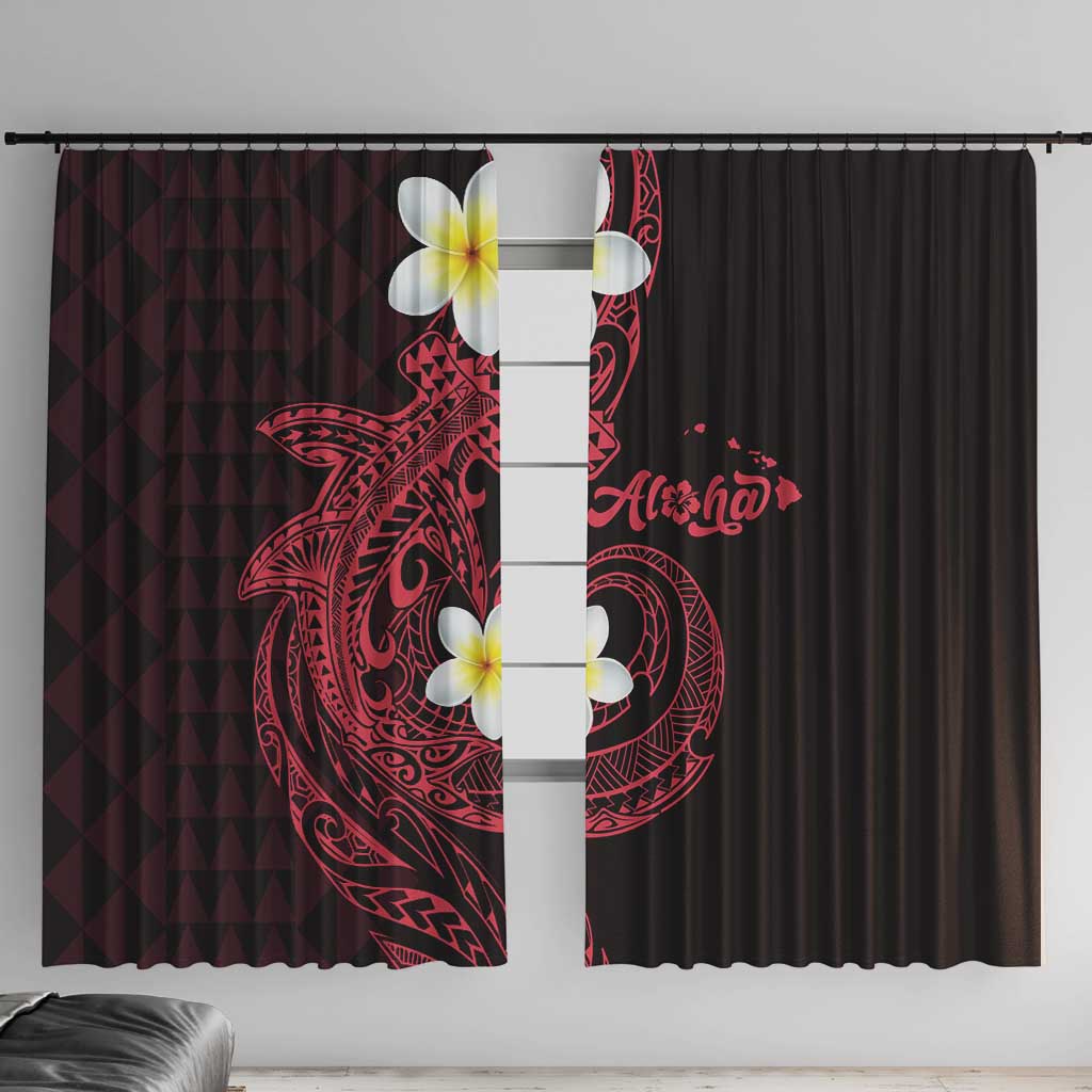 Aloha Hammerhead Shark Window Curtain Feverish Pink Hawaiian Kakau Tribal Tattoo LT9 With Hooks Pink - Polynesian Pride