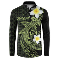Aloha Hammerhead Shark Button Sweatshirt Lime Rickey Hawaiian Kakau Tribal Tattoo LT9 Lime - Polynesian Pride