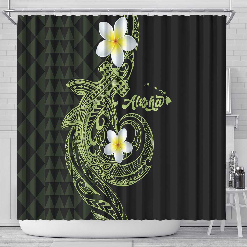 Aloha Hammerhead Shark Shower Curtain Lime Rickey Hawaiian Kakau Tribal Tattoo LT9 - Polynesian Pride