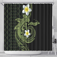Aloha Hammerhead Shark Shower Curtain Lime Rickey Hawaiian Kakau Tribal Tattoo LT9 - Polynesian Pride