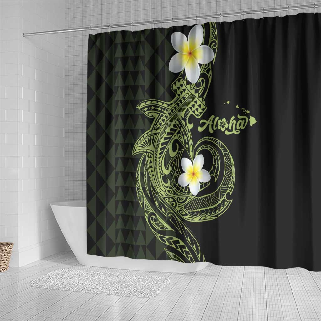 Aloha Hammerhead Shark Shower Curtain Lime Rickey Hawaiian Kakau Tribal Tattoo LT9 - Polynesian Pride