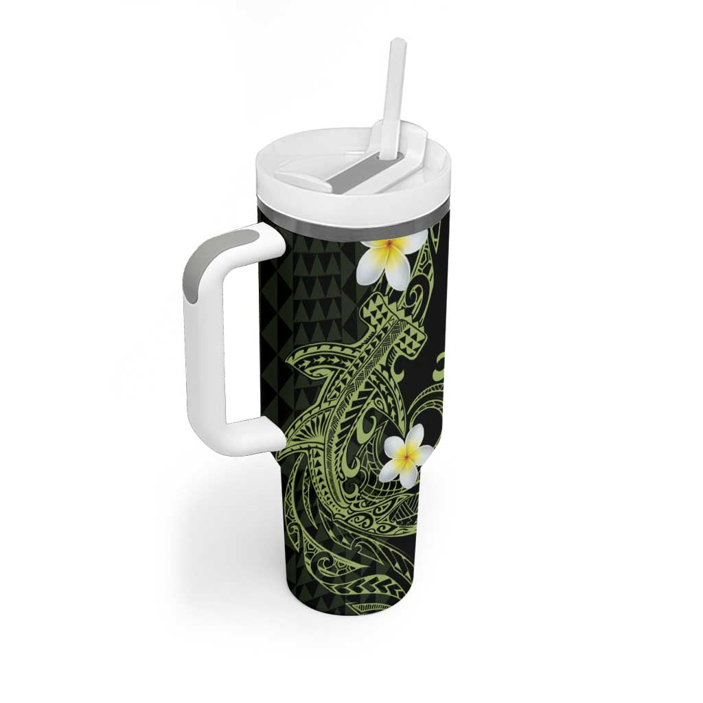 Aloha Hammerhead Shark Tumbler With Handle Lime Rickey Hawaiian Kakau Tribal Tattoo LT9 - Polynesian Pride