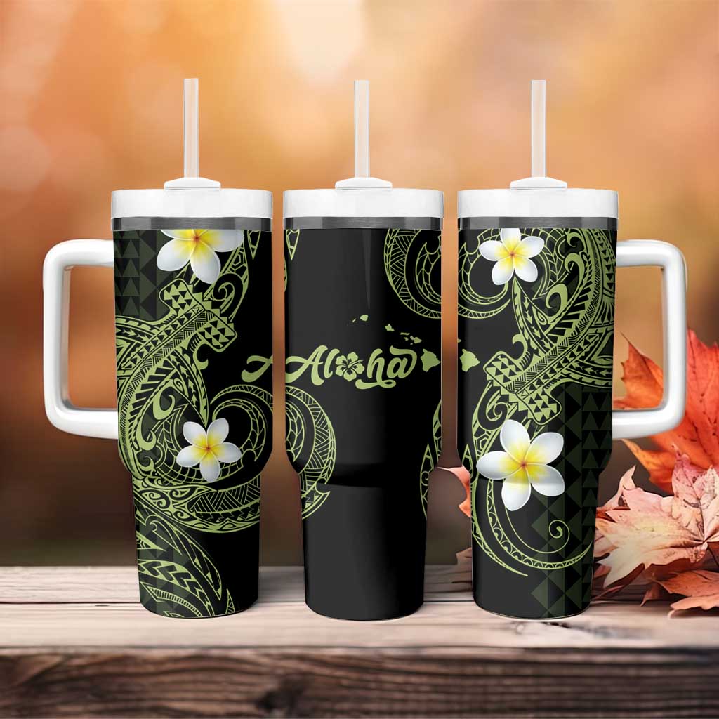Aloha Hammerhead Shark Tumbler With Handle Lime Rickey Hawaiian Kakau Tribal Tattoo LT9 - Polynesian Pride