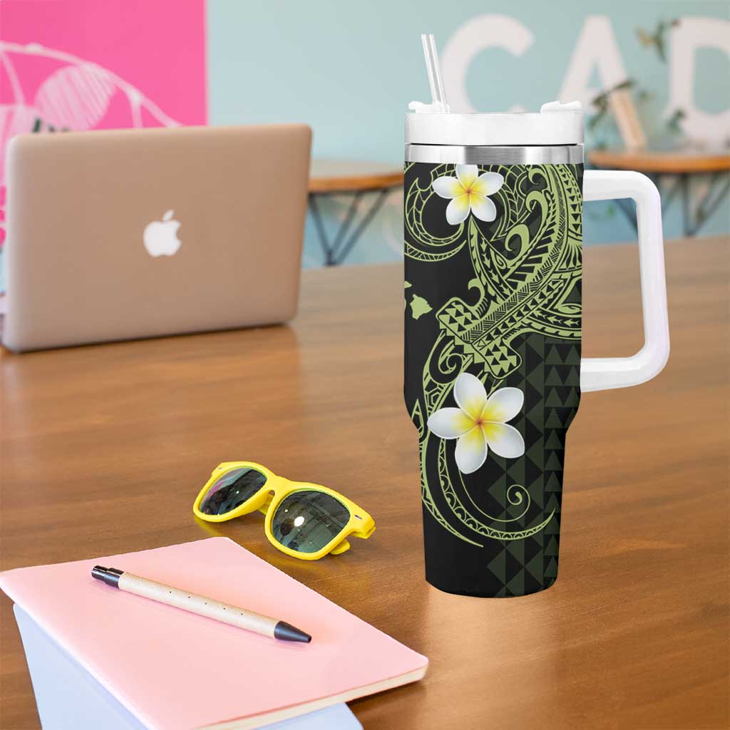 Aloha Hammerhead Shark Tumbler With Handle Lime Rickey Hawaiian Kakau Tribal Tattoo LT9 - Polynesian Pride