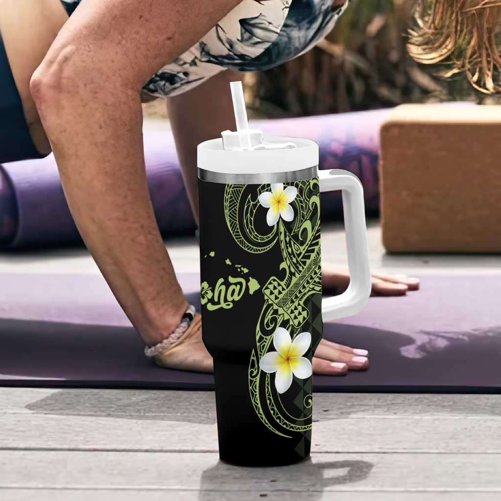 Aloha Hammerhead Shark Tumbler With Handle Lime Rickey Hawaiian Kakau Tribal Tattoo LT9 - Polynesian Pride