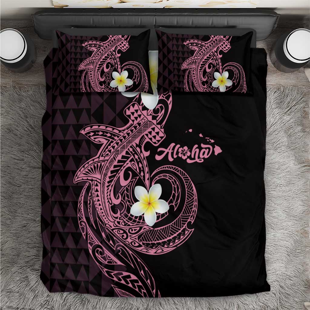 Aloha Hammerhead Shark Bedding Set Vivacious Pink Hawaiian Kakau Tribal Tattoo LT9 Pink - Polynesian Pride