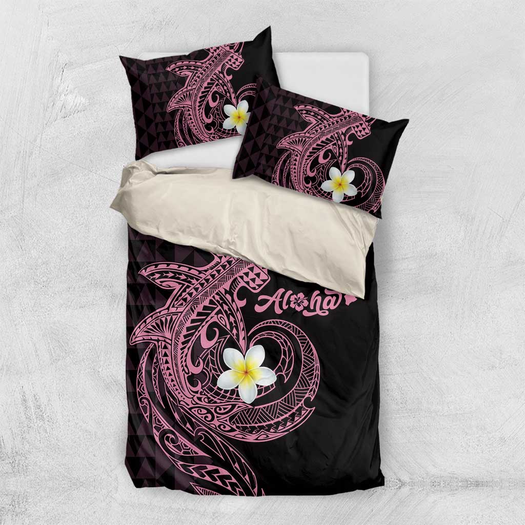 Aloha Hammerhead Shark Bedding Set Vivacious Pink Hawaiian Kakau Tribal Tattoo LT9 US Twin 172cm x 218cm Pink - Polynesian Pride